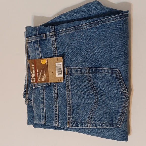 NWT Carhartt Men's Relaxed Fit Heavyweight 5-Pocket Tapered Stonewash Blue Jeans - Picture 14 of 14